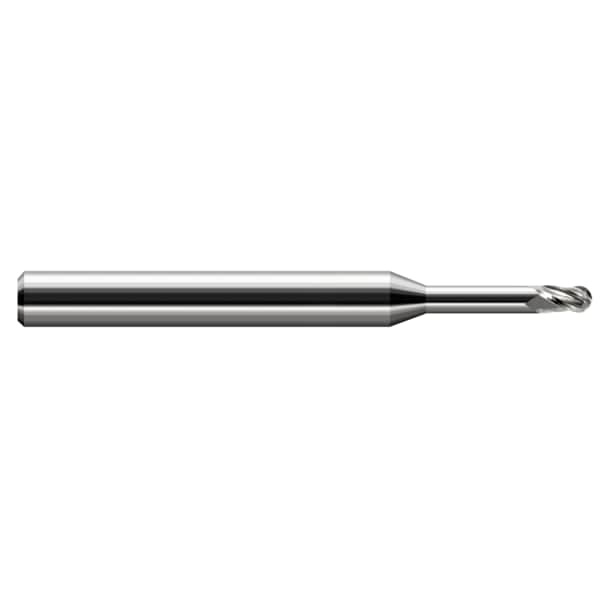 Miniature End Mill - Ball - Long Reach, Stub Flute, 0.0310" (1/32)